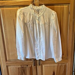 Rails White Ruffle Collar Button-Down Blouse